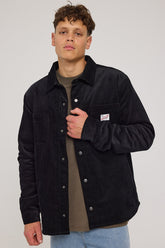 Cord Quilted Overshirt Black