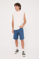 Orion Carpenter Jean Short Worn Blue Rinse